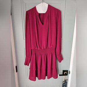 White House Black Market Fuchsia Long Sleeve Dress